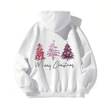 Men's Hoodie Merry Christmas With Glittering Pink Festive Pine Trees Hoodie