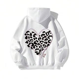Men's Hoodie Animal Print Heart Shaped Graphic With Modern White Hoodie