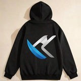 Men's Hoodie Curved Abstract Blue And Silver Pattern Graphic Hoodie
