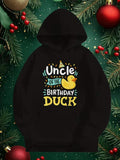 Men's Hoodie Uncle Of The Birthday Duck Wearing Party Hat Surrounded By Confetti Rubber Duck