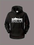 Men's Hoodie Munich Germany With White Urban Skyline Architecture Building