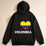 Men's Hoodie Colombia Heart Shaped Yellow Blue Red Design Hoodie