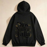 Men's Hoodie Floral Accents Surrounding Spiritual Lettering Hoodie