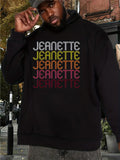 Men's Hoodie Colorful Text Layers With Retro Block Font Jeanette