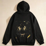 Men's Hoodie Night Shadows With Golden Accents Surrounding Fierce Wild Tiger