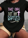 Women's Hoodie This Girl Just Got Baptized Pastel Letters With Decorative Cross Design Shirt