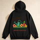 Men's Hoodie Bloom With Graceful Blossoms Watering Can Among Bright Flowers Watering Can