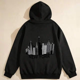 Men's Hoodie New York Skyline In City Night With Towering Skyscrapers And Iconic Buildings