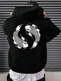 Men's Hoodie Traditional Flowing Patterns With Elegant Tail Details Swimming Carp