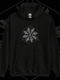Men's Hoodie Geometric Web Pattern In Monochrome With Detailed Intricate Hands Artwork Hoodie