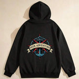 Men's Hoodie Seek Adventure With Nautical Compass Banner Anchor