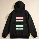 Men's Hoodie Pastel Stripes Featuring Bold Milano Lettering And Italia Print Hoodie