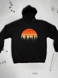 Men's Hoodie Vivid Forest Silhouettes Framed By Setting Sunlight Sunset Trees Hoodie