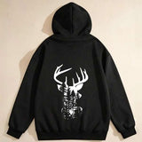 Men's Hoodie Moody Forest Reflections Under Antlers Of A Majestic Deer
