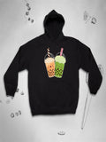 Men's Hoodie Colorful Sweet Iced Drinks With Bubble Straws On Black Hoodie