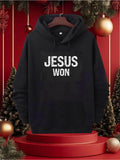 Men's Hoodie Jesus Won Classic Letter Print Hoodie With Festive Holiday Theme