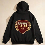 Men's Hoodie Established Shield With Golden Laurel Detailing And Bold Numbering Hoodie