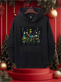 Men's Hoodie Vivid Lush Garden With Colorful Wildflowers And Lively Green Stems Flower
