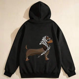 Men's Hoodie Stylish Brown Dog With Sunglasses And Spotted Scarf Hoodie