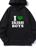 Men's Hoodie I Love Shamrock With Bold Letters Irish Boys