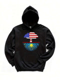 Men's Hoodie American Flag Shaped Tree Of Life With Colorful Roots Under The Ground