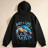 Men's Hoodie Just A Girl Who Loves Glimmering Ocean Blue Sea Turtle