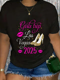 Women's Hoodie Girls Trip Las Vegas 2025 With Glittering Gold High Heels Pink Lips