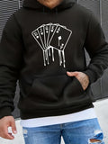 Men's Hoodie Dripping Paint Poker Playing Cards With Aces Facing Forward Hoodie