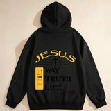 Men's Hoodie Jesus The Way Truth Life With Subtle Cross Lines Hoodie