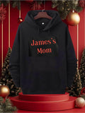Men's Hoodie James Mom Bold Red Lettering On Black Hoodie