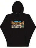 Men's Hoodie Never Underestimate An Old Man Skiing Among Snowy Pine Trees