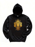 Men's Hoodie Golden Ornamental Headpiece Surrounded By Filigree Patterns Queen Face