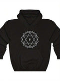 Men's Hoodie Geometric Lines With Intricate Pattern Centered On Black Hoodie