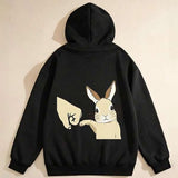 Men's Hoodie Cartoon Hand Fist Bump With Cute Brown White Bunny