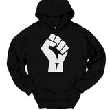 Men's Hoodie Minimalist Bold Graphic With Crisp White Outlined Raised Fist Symbol