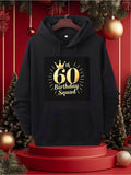 Men's Hoodie Golden Crown Glitter With Bright Numbered Statement Birthday Squad