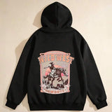Men's Hoodie Rising Sun Among Dusty Horses With Vintage Wild West Cowboy