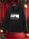 Men's Hoodie Boston With Monochrome City Skyline Among Tall Buildings Hoodie