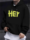 Men's Hoodie Bold Yellow Text With Urban Graphic Hey