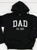 Men's Hoodie Dad Est 2021 Bold Lettering On Simple Black Hoodie