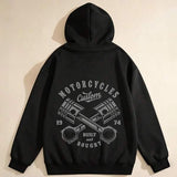Men's Hoodie Custom Motorcycles Vintage Pistons Among Classic Engine Parts Hoodie