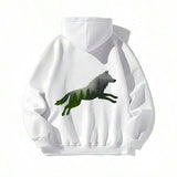 Men's Hoodie Wild Forest Landscape Within A Majestic Leaping Wolf