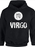 Men's Hoodie Distressed Circle With Zodiac Symbol Featuring Grunge Block Letters Virgo