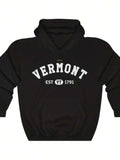 Men's Hoodie Vermont Established 1791 Minimalist Collegiate Lettered Hoodie