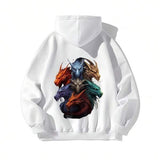 Men's Hoodie Colorful Mystical Energy Swirling Around Powerful Battle Ready Dragons