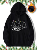 Men's Hoodie Christmas Mode Hand Drawn Trees With Festive String Lights Hoodie