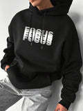 Men's Hoodie Focus Bold Overlapping Letter Graphic Hoodie