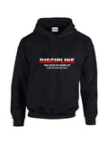 Men's Hoodie Discipline Bold Letters With Motivational Quote On Classic Black Hoodie