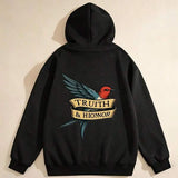 Men's Hoodie Truth And Honor Banner With Vintage Flying Swallow Bird