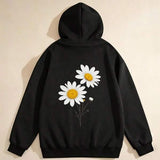 Men's Hoodie Bright Fresh Blossoming White Petals With Green Leaves Daisy